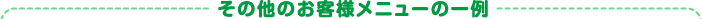個人のお客様メニューの一例