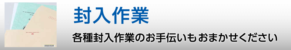 ファイリングや封入などのセット作業各種封入作業のお手伝いもおまかせください