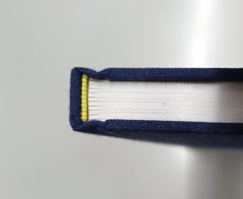 背の接着部分に、黄色い布が花布